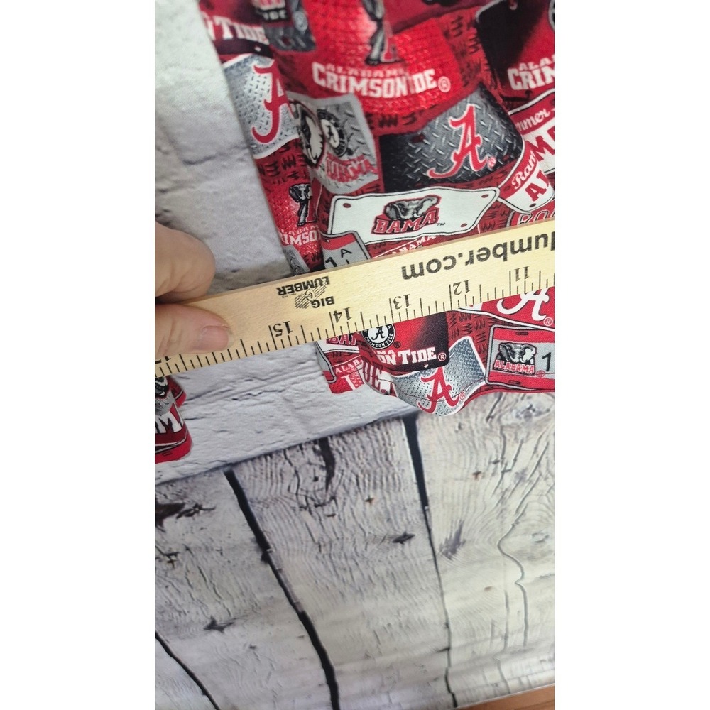 Roll Tide Alabama‎ Crimson Tide Ruffle Hem Denim Jeans Upcycled Fan Pants LG 12 - Picture 14 of 16